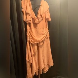 ASOS DESIGN Tall drape midi dress in textured chiffon- tie detail - US 14/UK 18